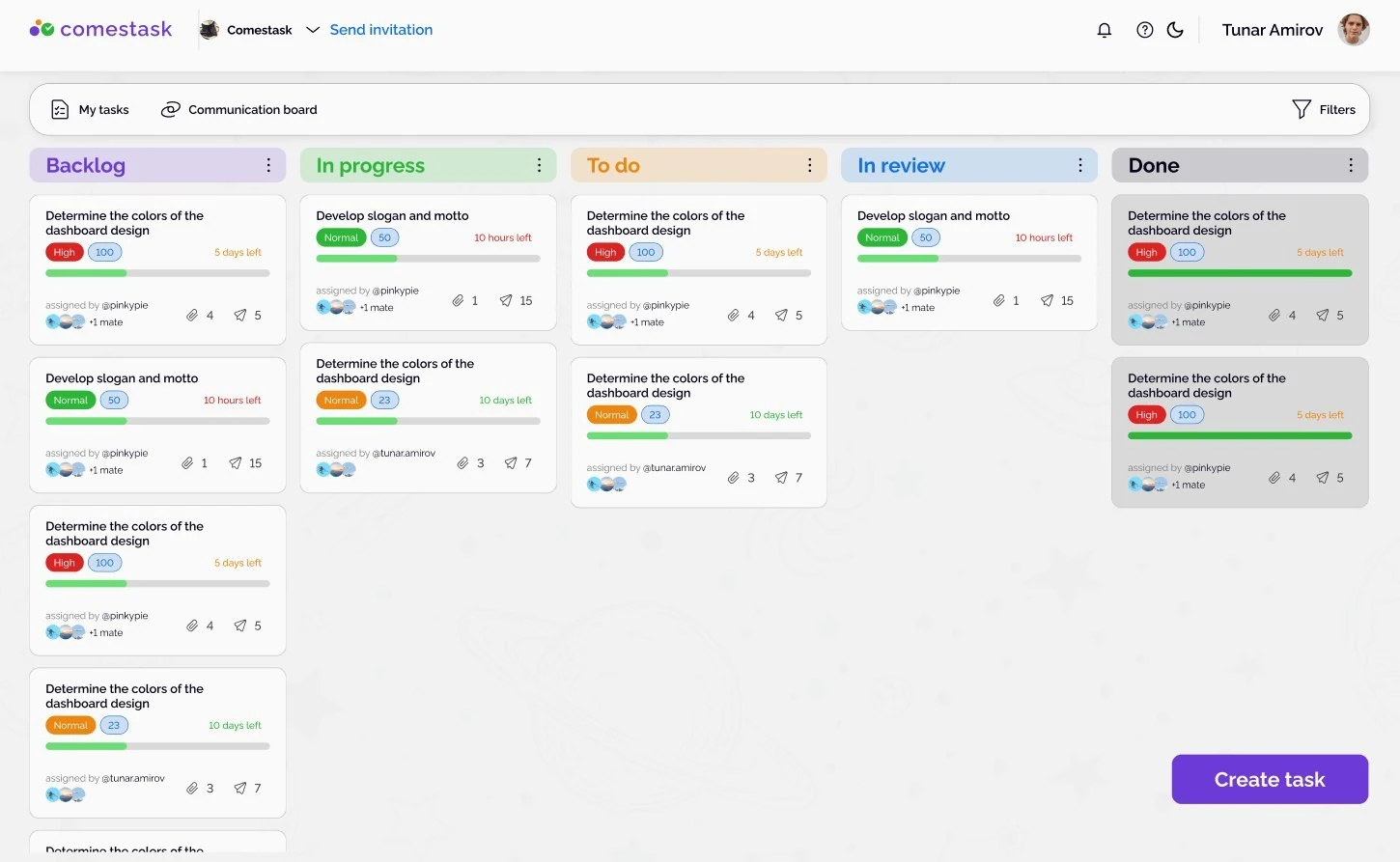 comestask — project and task board