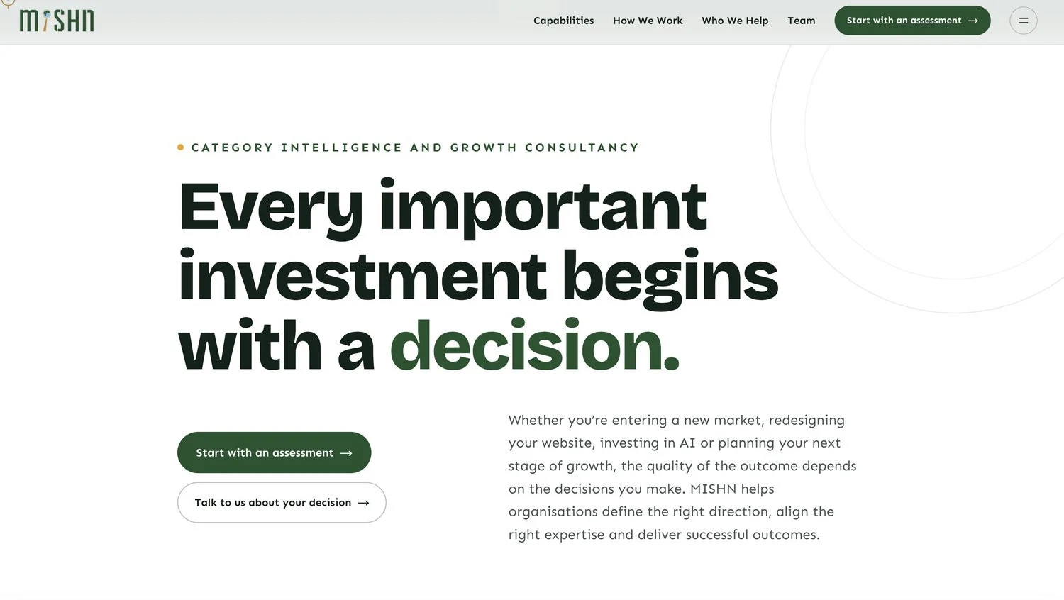 Mishn — homepage and consulting proposition