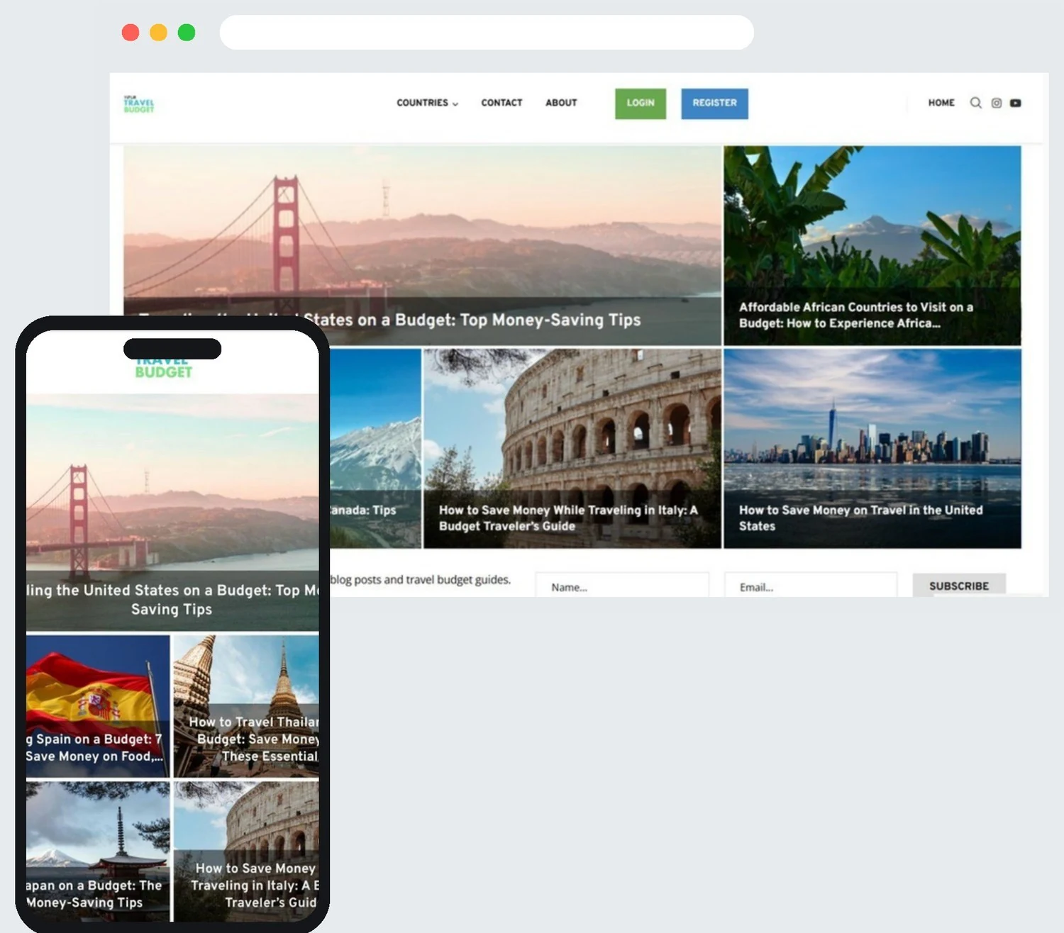 YourTravelBudget — desktop and mobile publication